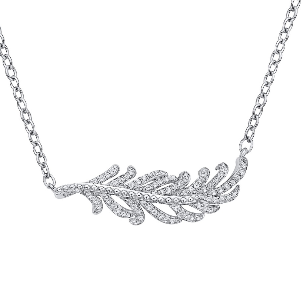 NEW- 0.20 CTW natural diamond feather necklace
